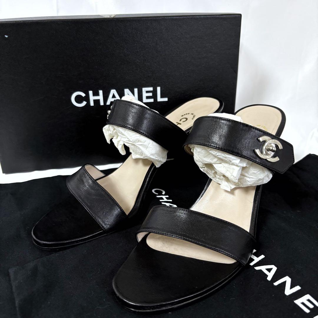 96年✨　CHANEL シャネル　ミュール　ココマーク　ターンロック　ビンテージ