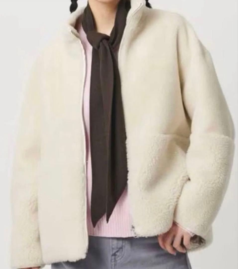 美品！ボア スタンドカラー ジップブルゾン　　S