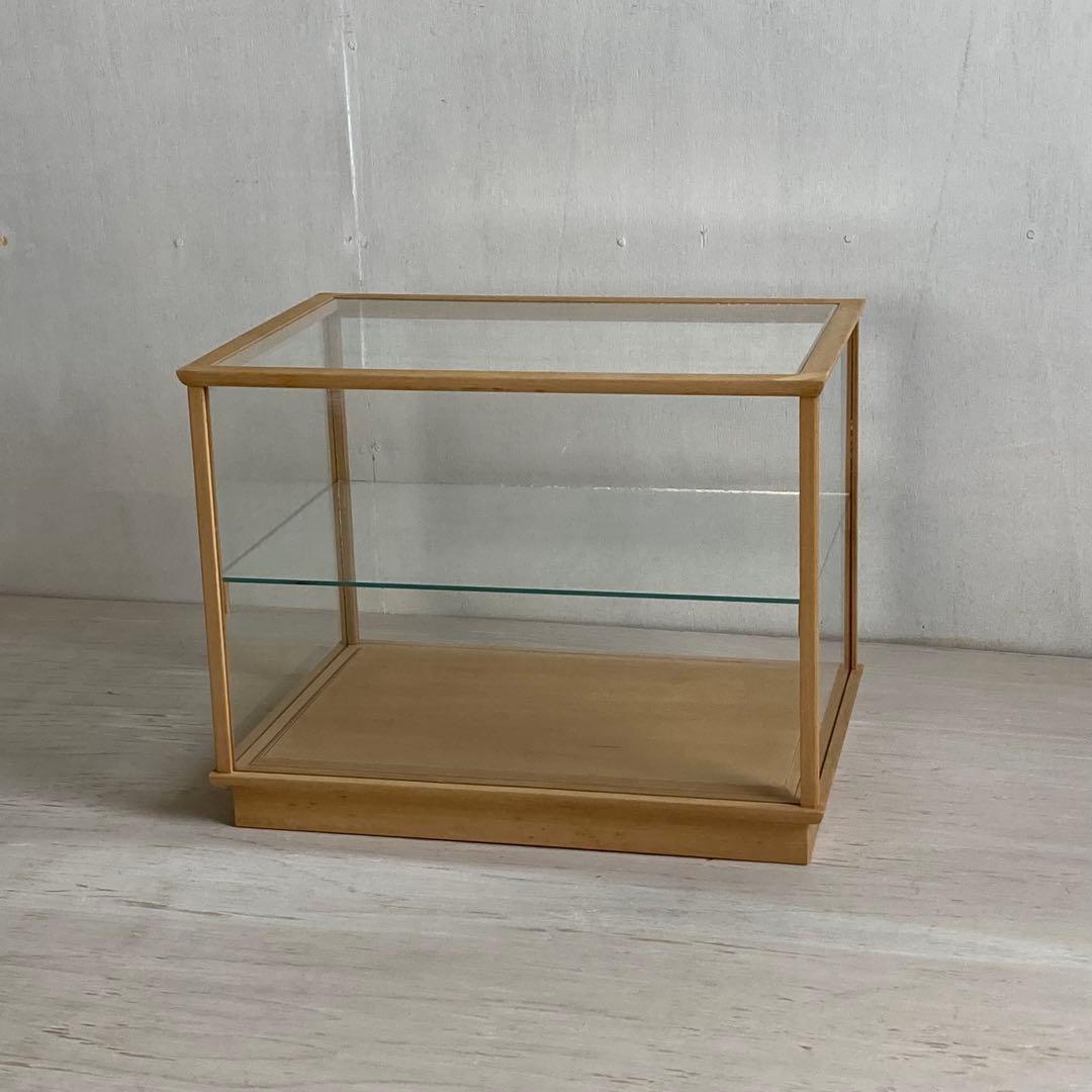 g305 古い木製ガラスケース 2段 卓上ショーケース 扉なし