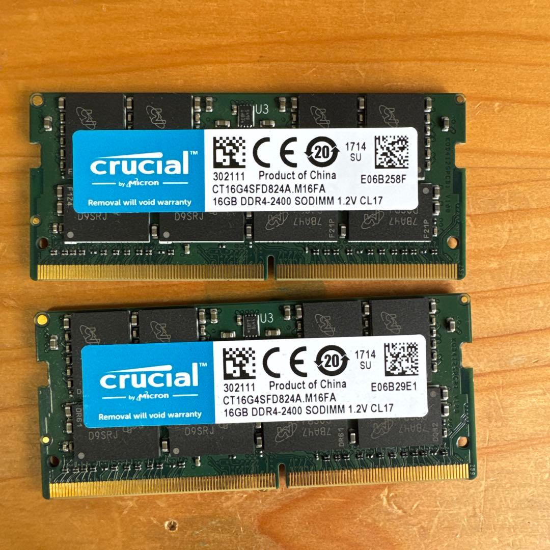Crucial 16GB DDR4 2400MHz SO-DIMM メモリ