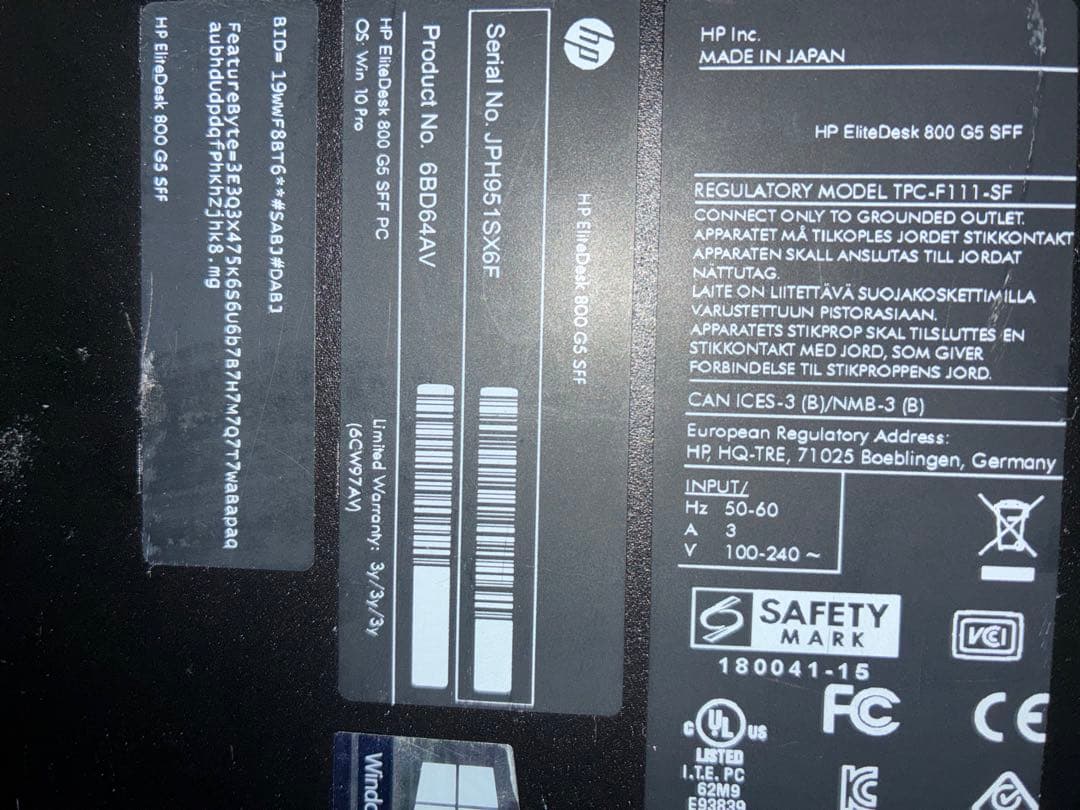 HP EliteDesk 800 G5 SFF デスクトップpc