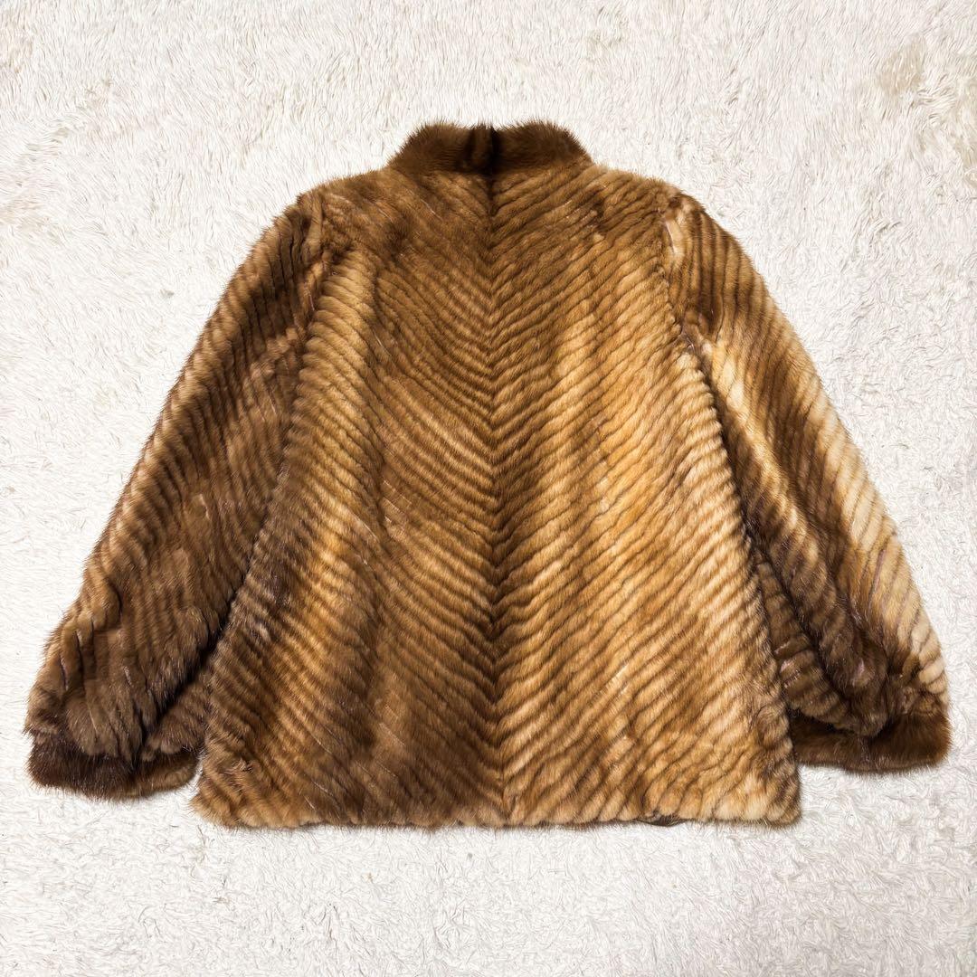 【美品】セーブルミンクファー 毛皮 コート 11号 ゴールドブラウン 高級感