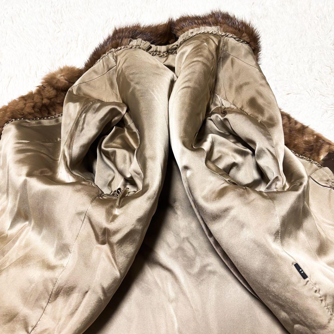 【美品】セーブルミンクファー 毛皮 コート 11号 ゴールドブラウン 高級感