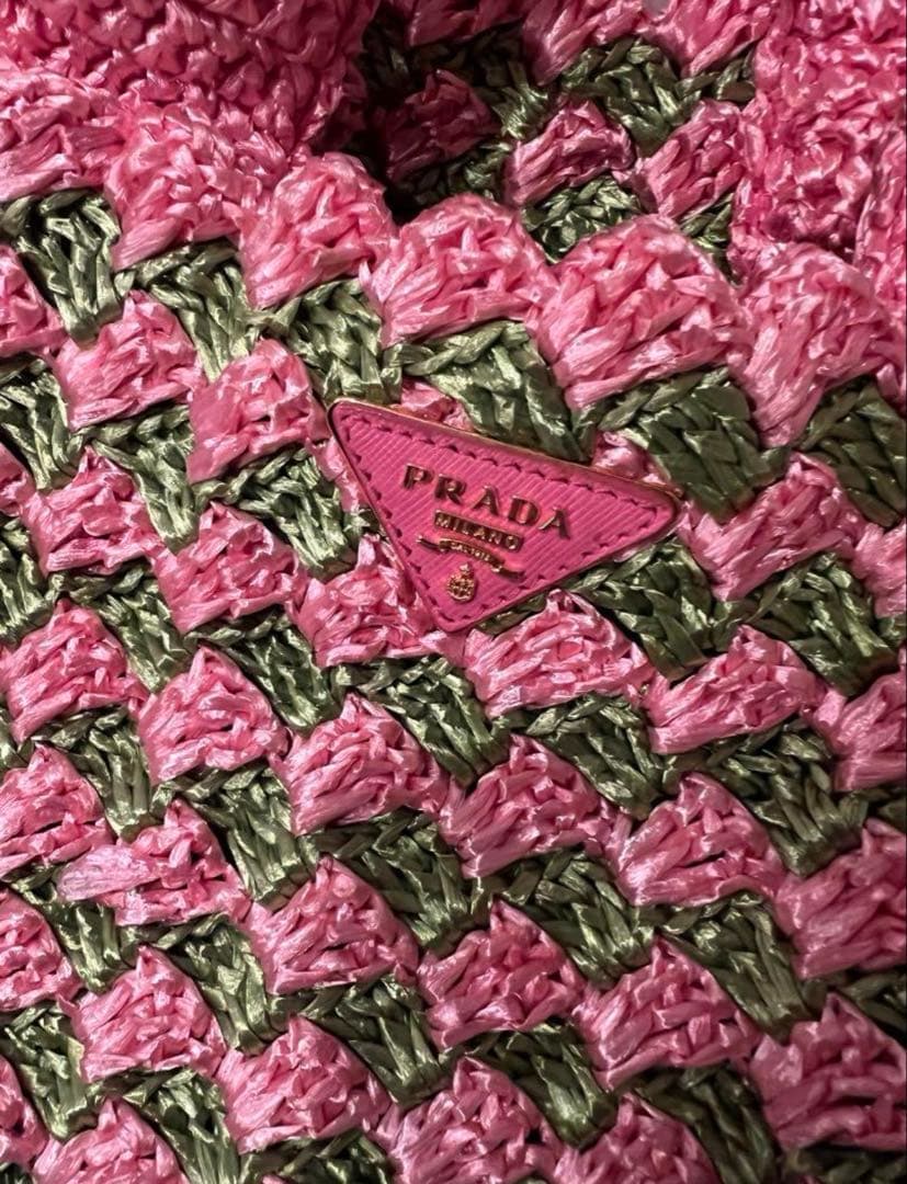 レア美品 PRADA ラフィア カナパ ハンドバッグ トートバッグ カゴバック