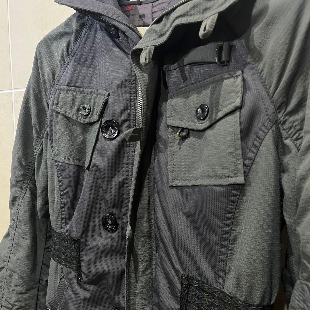 diesel パラシュートコート　ウエスト　ミリタリーデザイン　ミドルコート