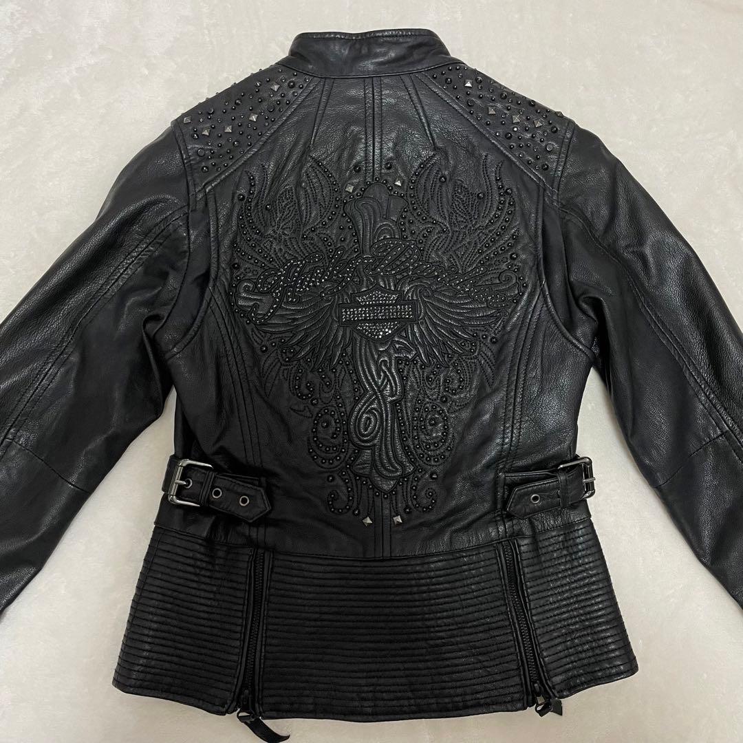 【希少】 ハーレーダビッドソン スタッズ ロゴ 刺繍 ライダース