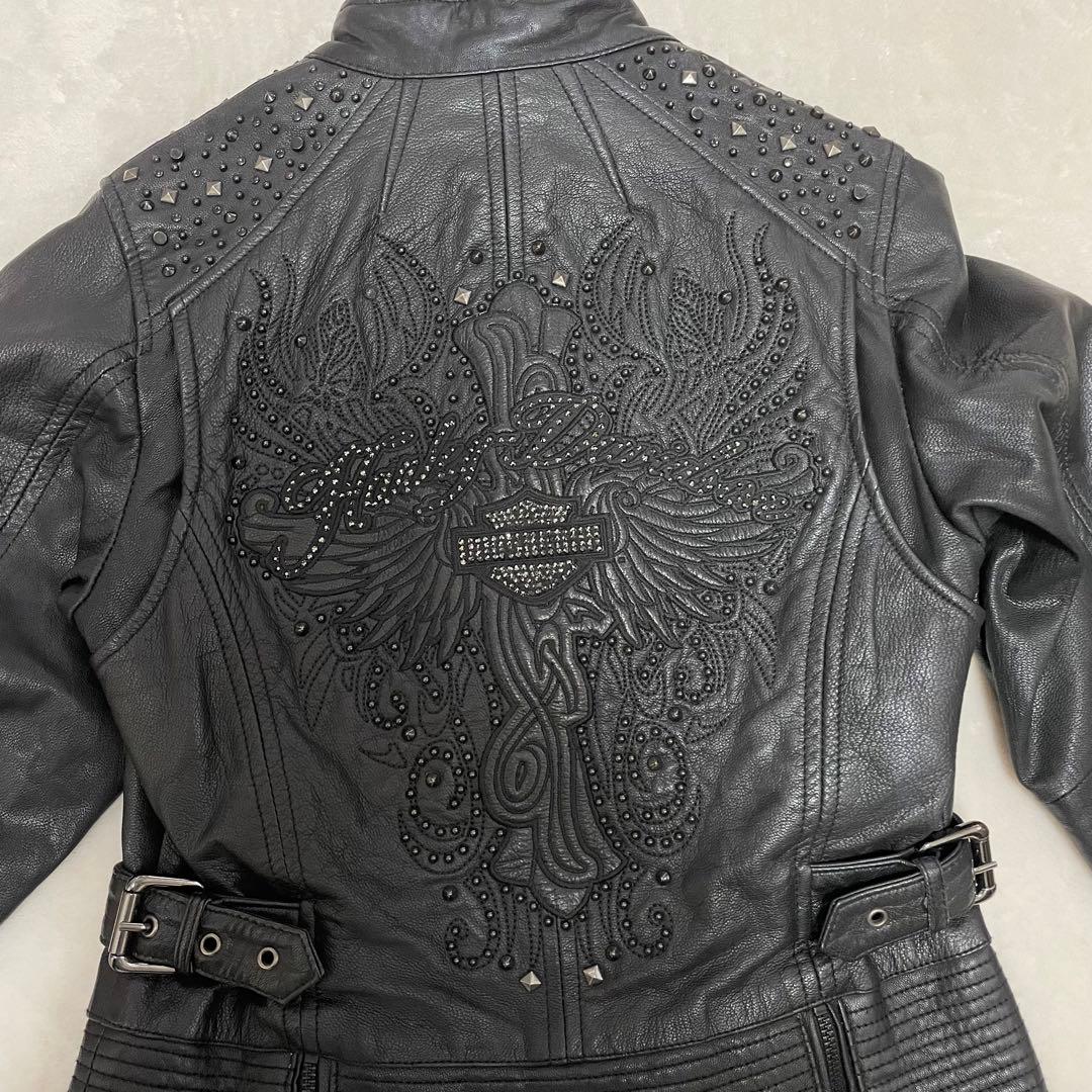 【希少】 ハーレーダビッドソン スタッズ ロゴ 刺繍 ライダース