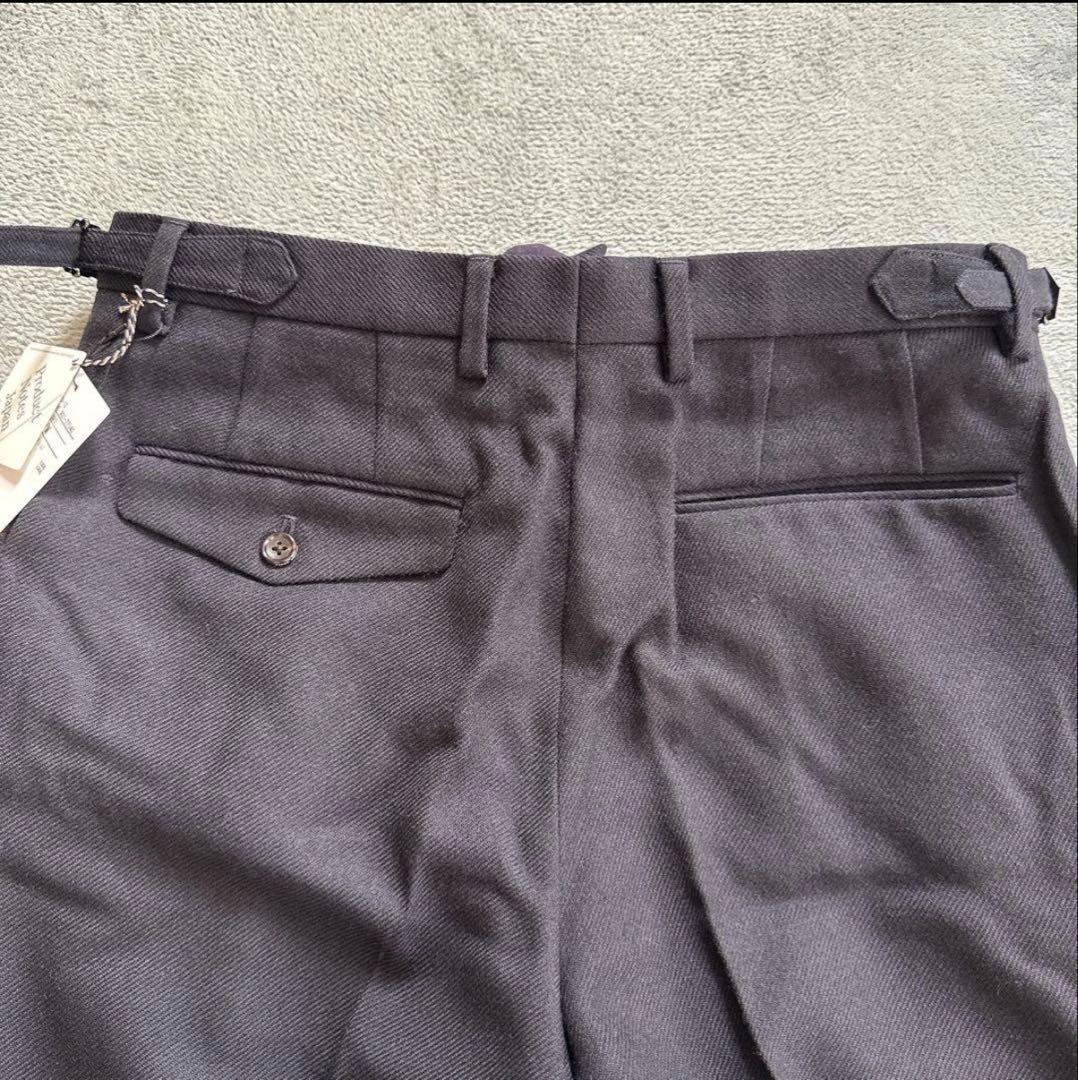 【タケオキクチ】 新品 ウールパンツネイビー M ドレスパンツ スラックス 紺