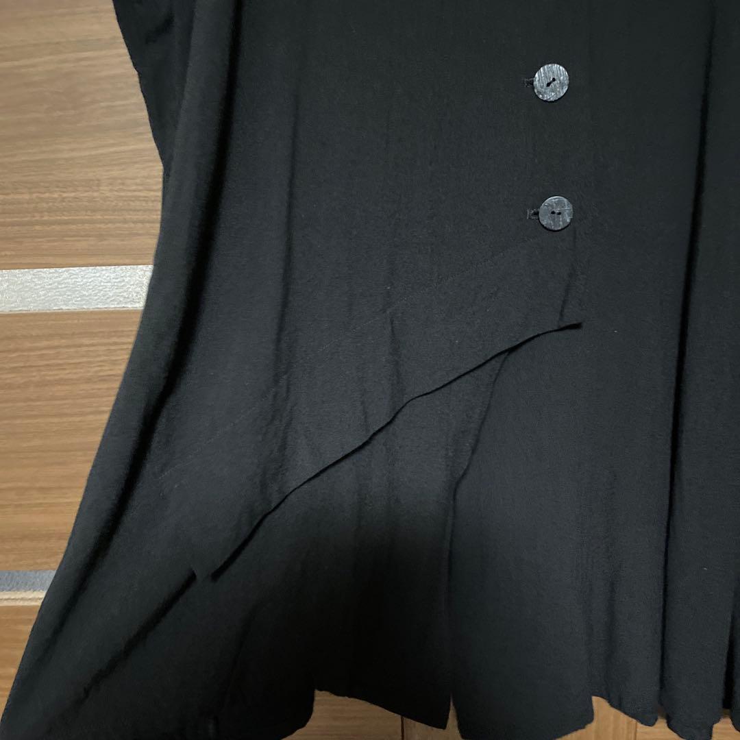 センソユニコ 慈雨 ブラック アシンメトリー ロングシャツブラウス