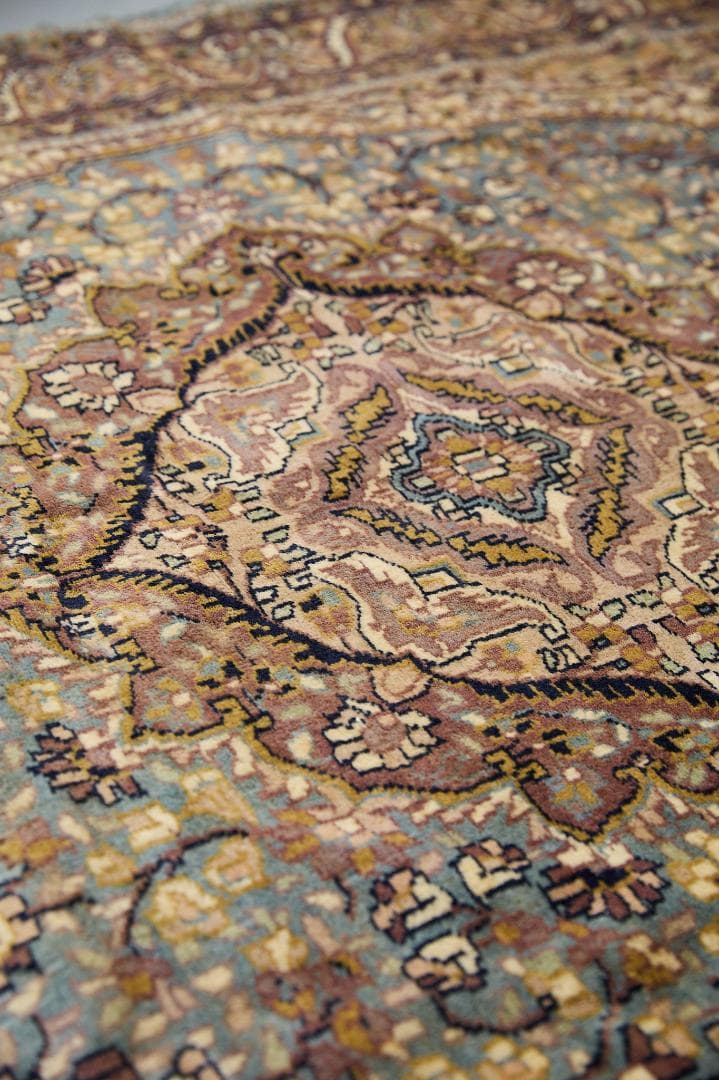 ヴィンテージラグ　トライバルラグ　ラホール産（210×124cm）青　茶　グレー