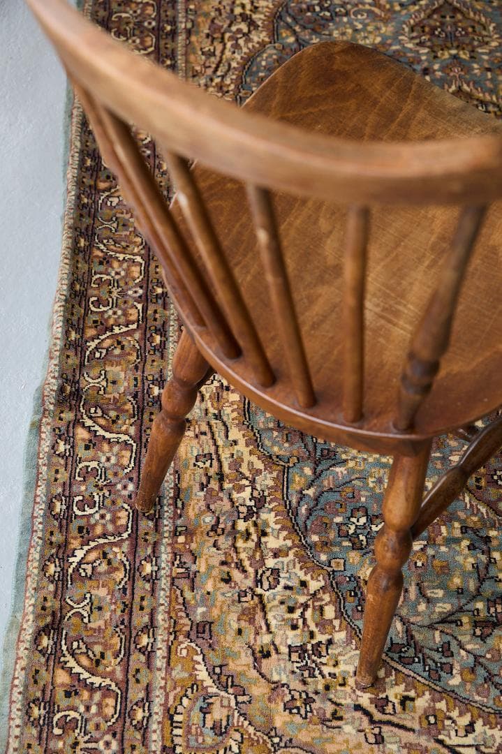 ヴィンテージラグ　トライバルラグ　ラホール産（210×124cm）青　茶　グレー