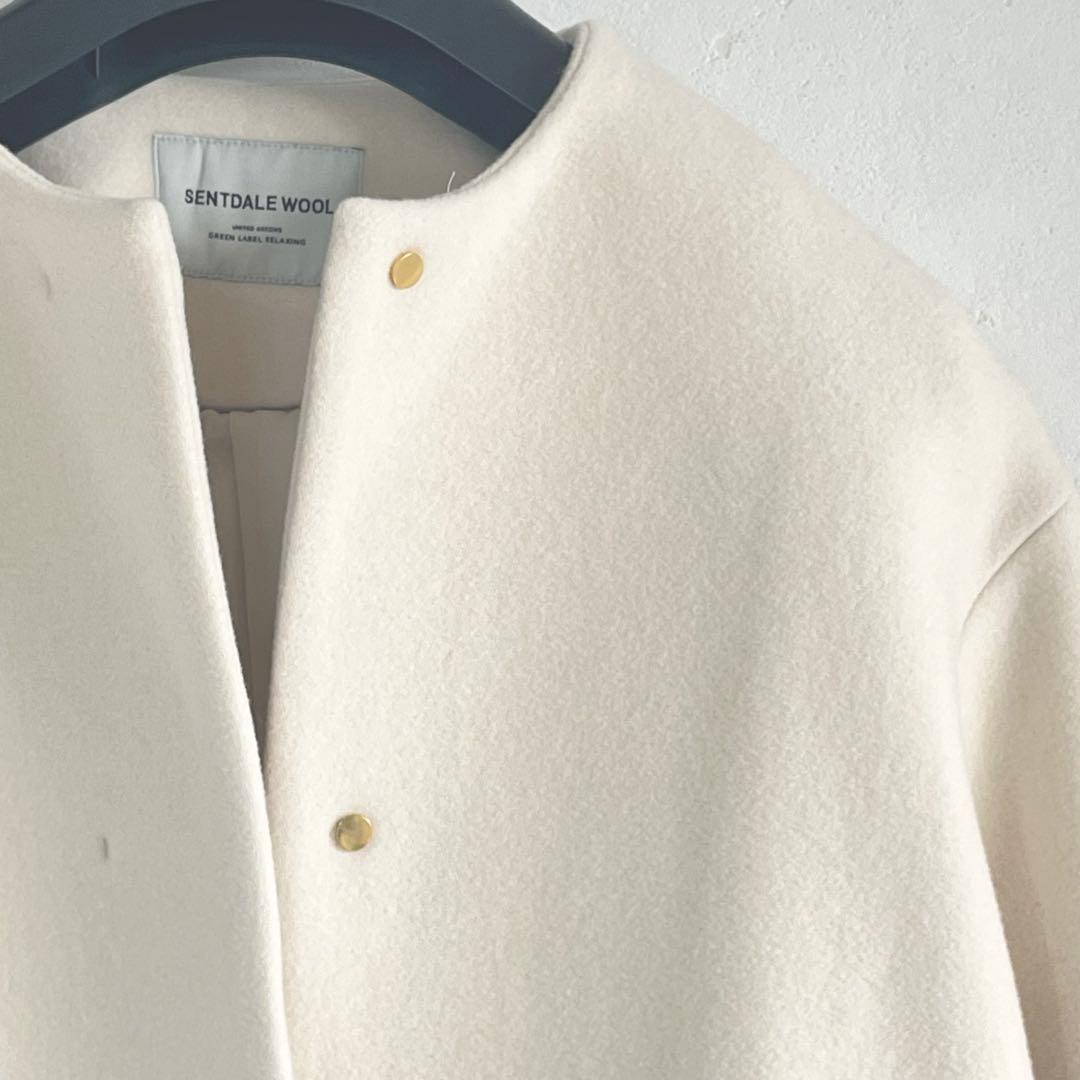 ユナイテッドアローズ　美品　セントデールウール ノーカラー ミドル コート