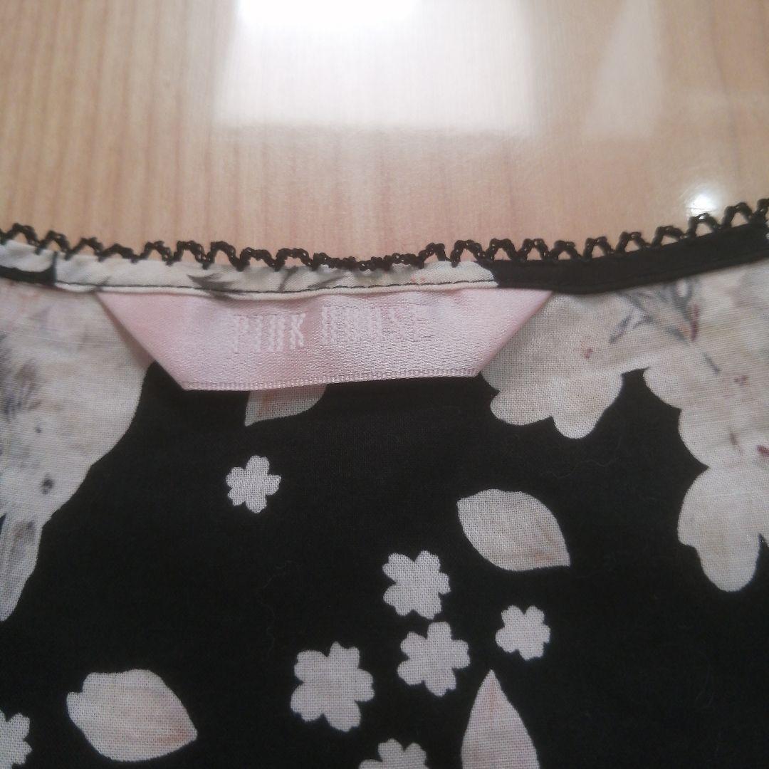 ピンクハウス　レア　桜サクラ　うさぎ　チュニック　ノースリーブ　黒　お花モチーフ