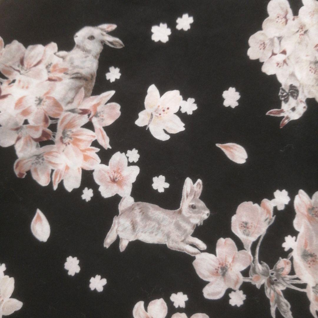 ピンクハウス　レア　桜サクラ　うさぎ　チュニック　ノースリーブ　黒　お花モチーフ