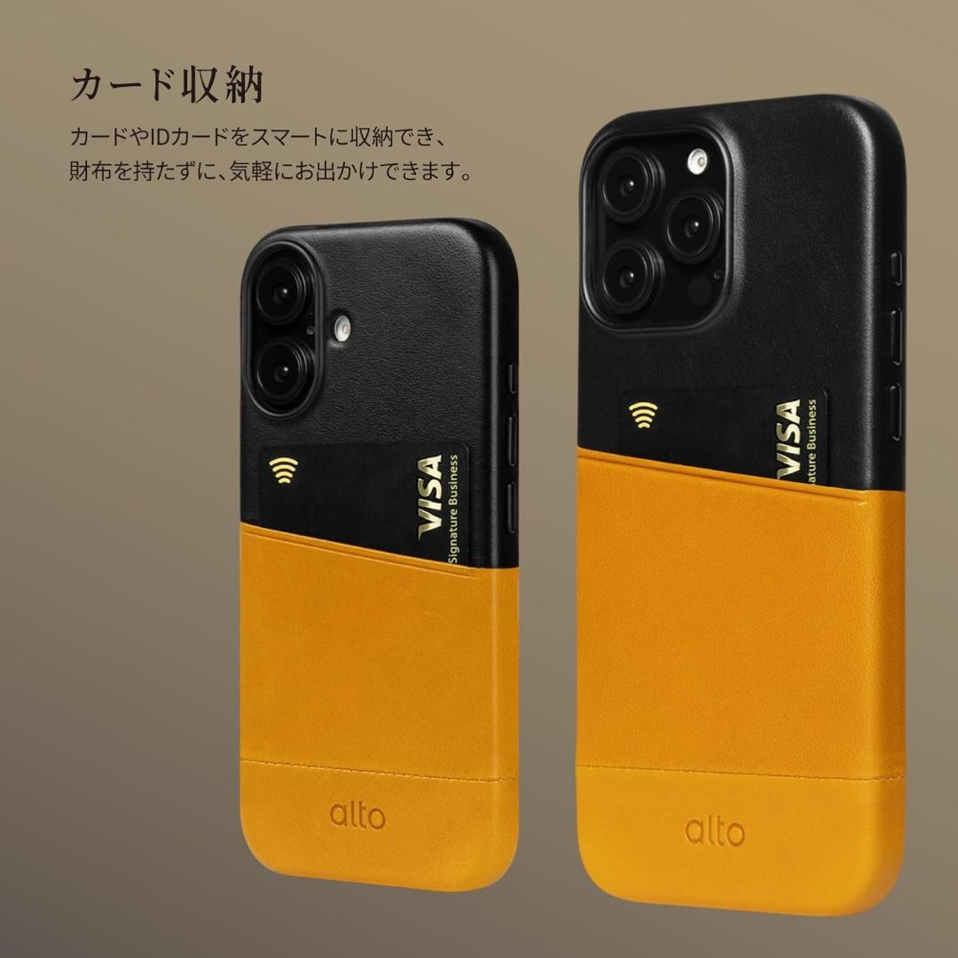 iPhone16 ケース 本革 レザー カード入れ 耐衝撃 イタリア製 カバー用