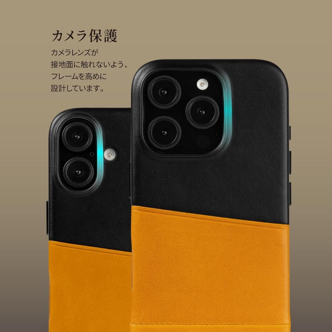 iPhone16 ケース 本革 レザー カード入れ 耐衝撃 イタリア製 カバー用