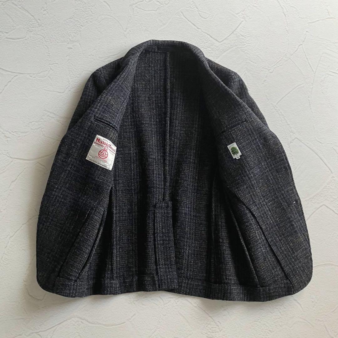 【美品】arbre ハリスツイード テーラード ジャケット 胡桃ボタン 日本製