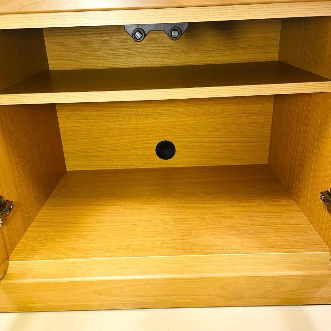 【美品】テレビ台 テレビボード 3段 幅90cm ナチュラル 木製 扉収納付き