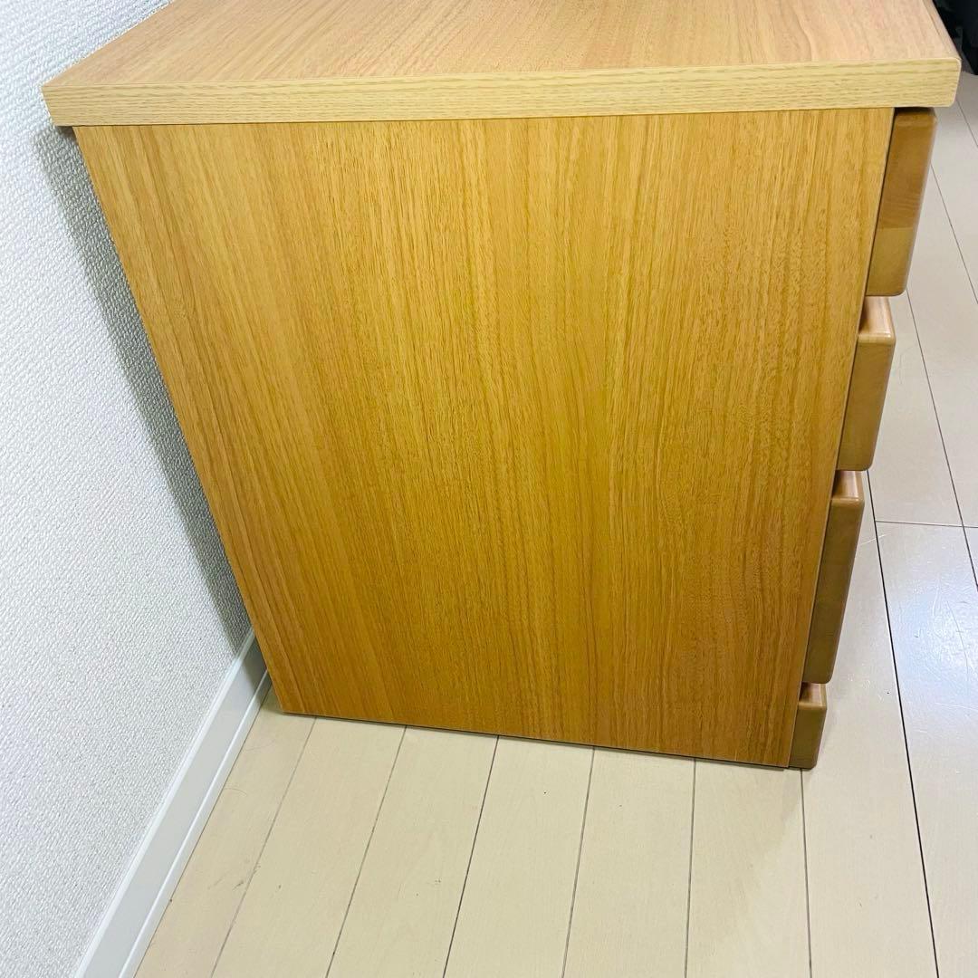 【美品】テレビ台 テレビボード 3段 幅90cm ナチュラル 木製 扉収納付き