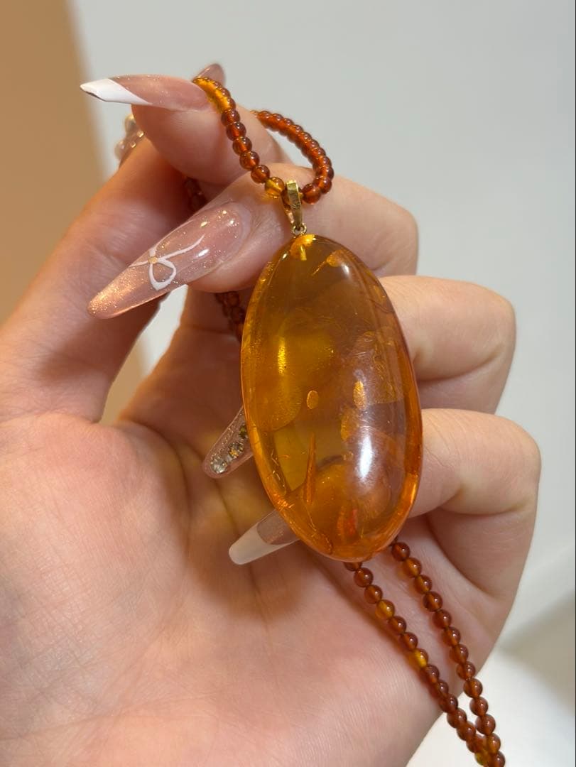 【K18】琥珀 ネックレス②