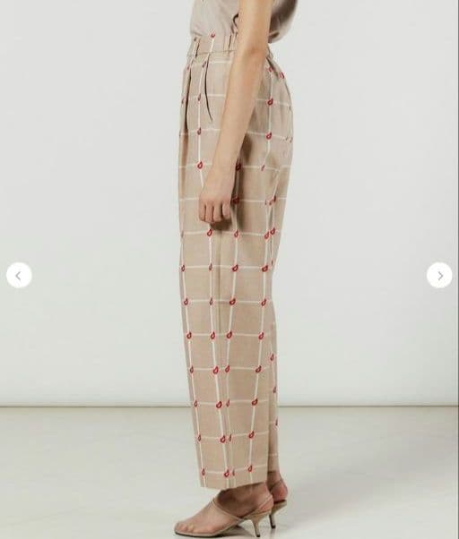 新品未使用 DSC/チェック柄ベージュワイドパンツ ベージュ 38