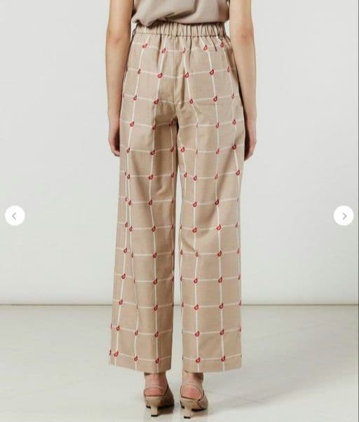 新品未使用 DSC/チェック柄ベージュワイドパンツ ベージュ 38