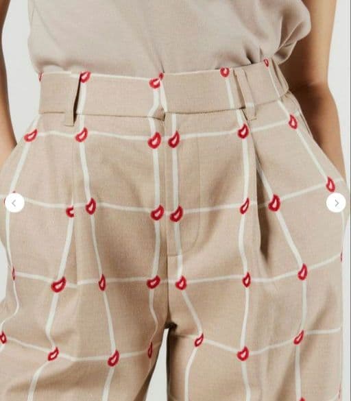 新品未使用 DSC/チェック柄ベージュワイドパンツ ベージュ 38