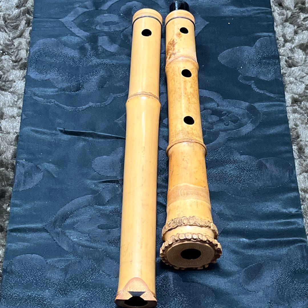 尺八 琴古流 在銘 3印 中継ぎ緩み無し 籐巻銀三線 状態良好品 音出し確認済み