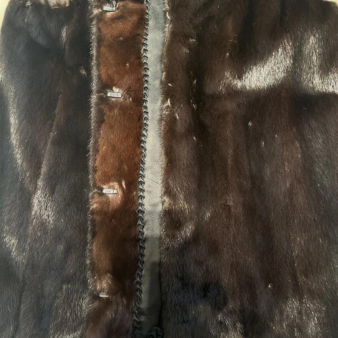 morion　ミンク　襟付きベスト　毛皮　ブラック系　 11号