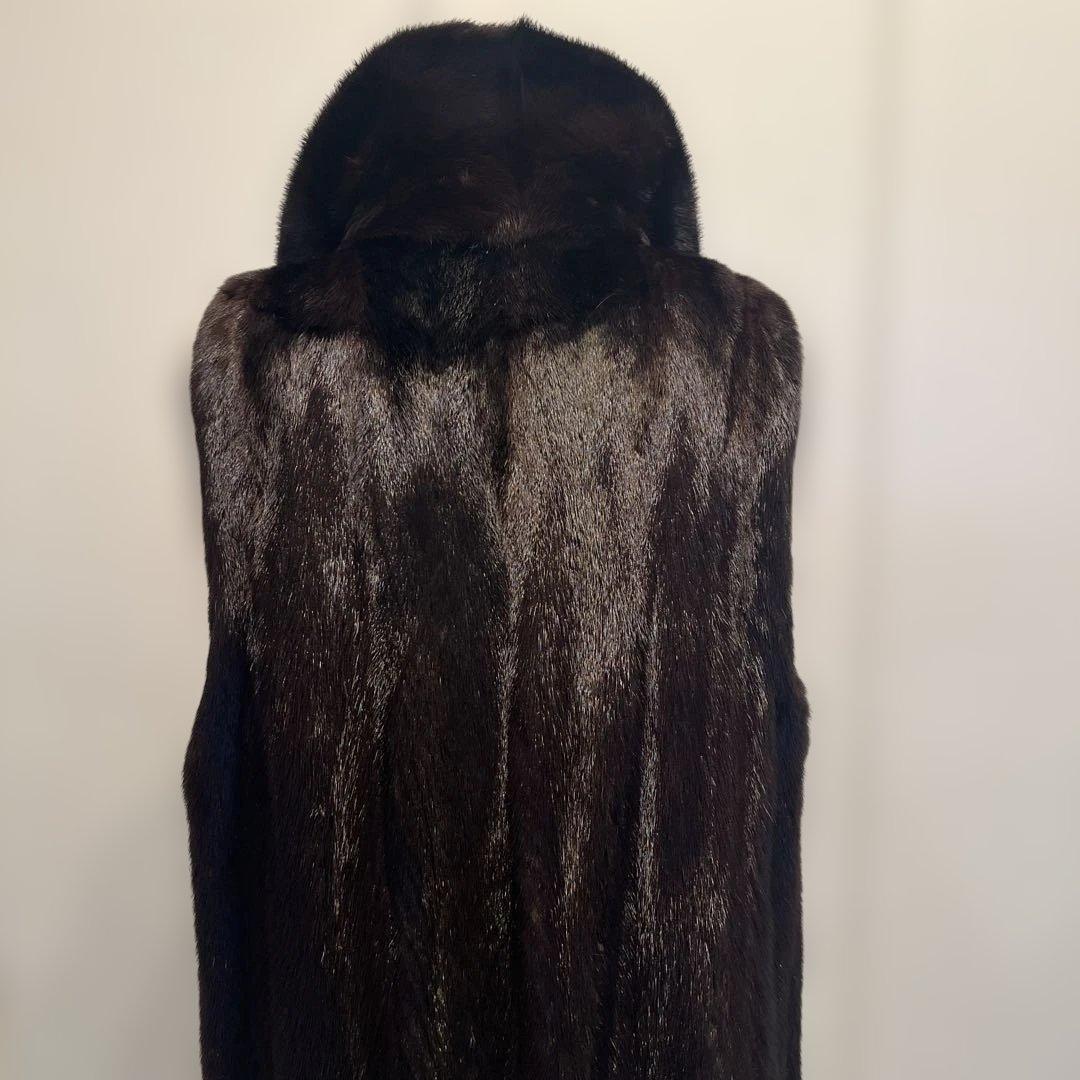 morion　ミンク　襟付きベスト　毛皮　ブラック系　 11号