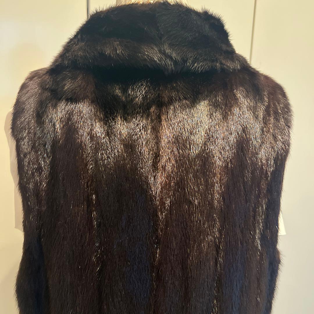 morion　ミンク　襟付きベスト　毛皮　ブラック系　 11号
