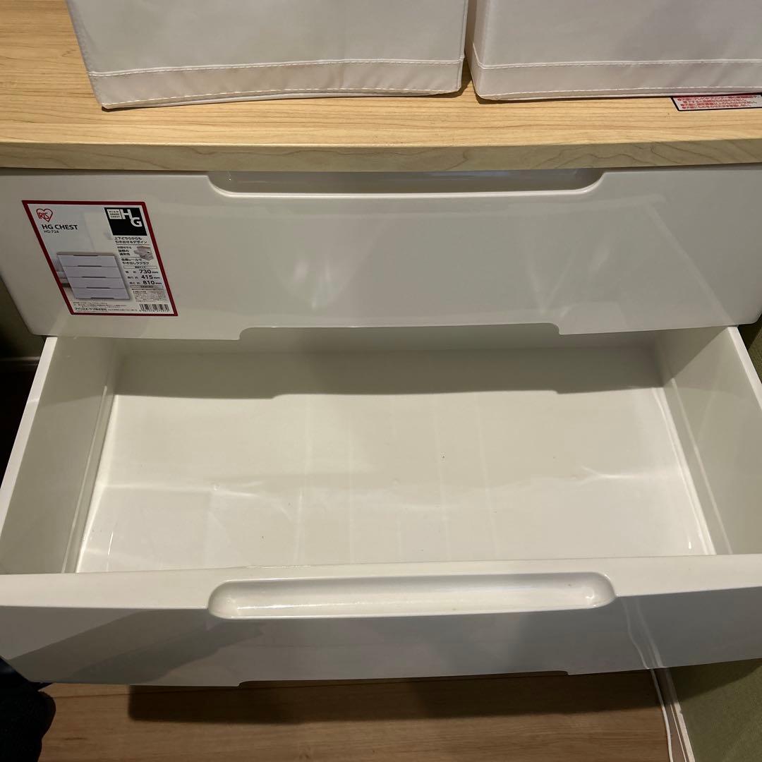 【美品・アイリスオーヤマ】木目天板HG-7244 4段チェスト ホワイト/木目