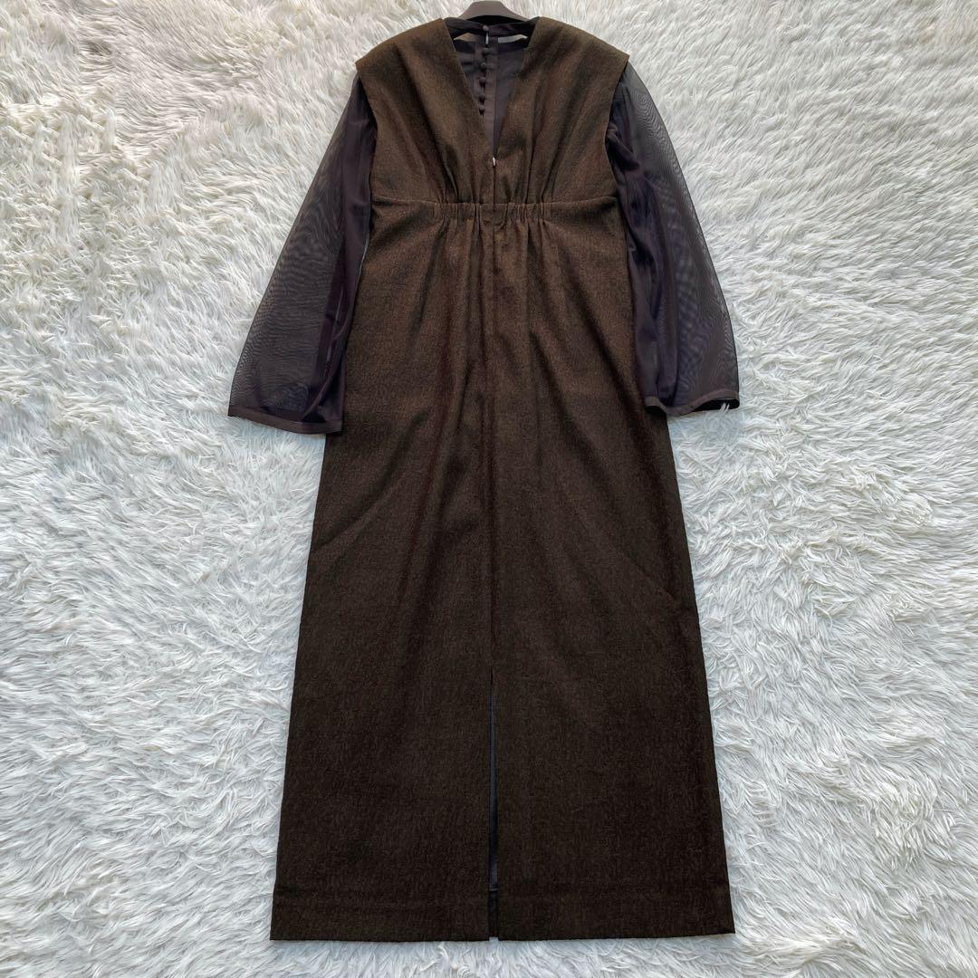 極美品✨kana ジャガード チュール セットドレス ブラウン ドレス S