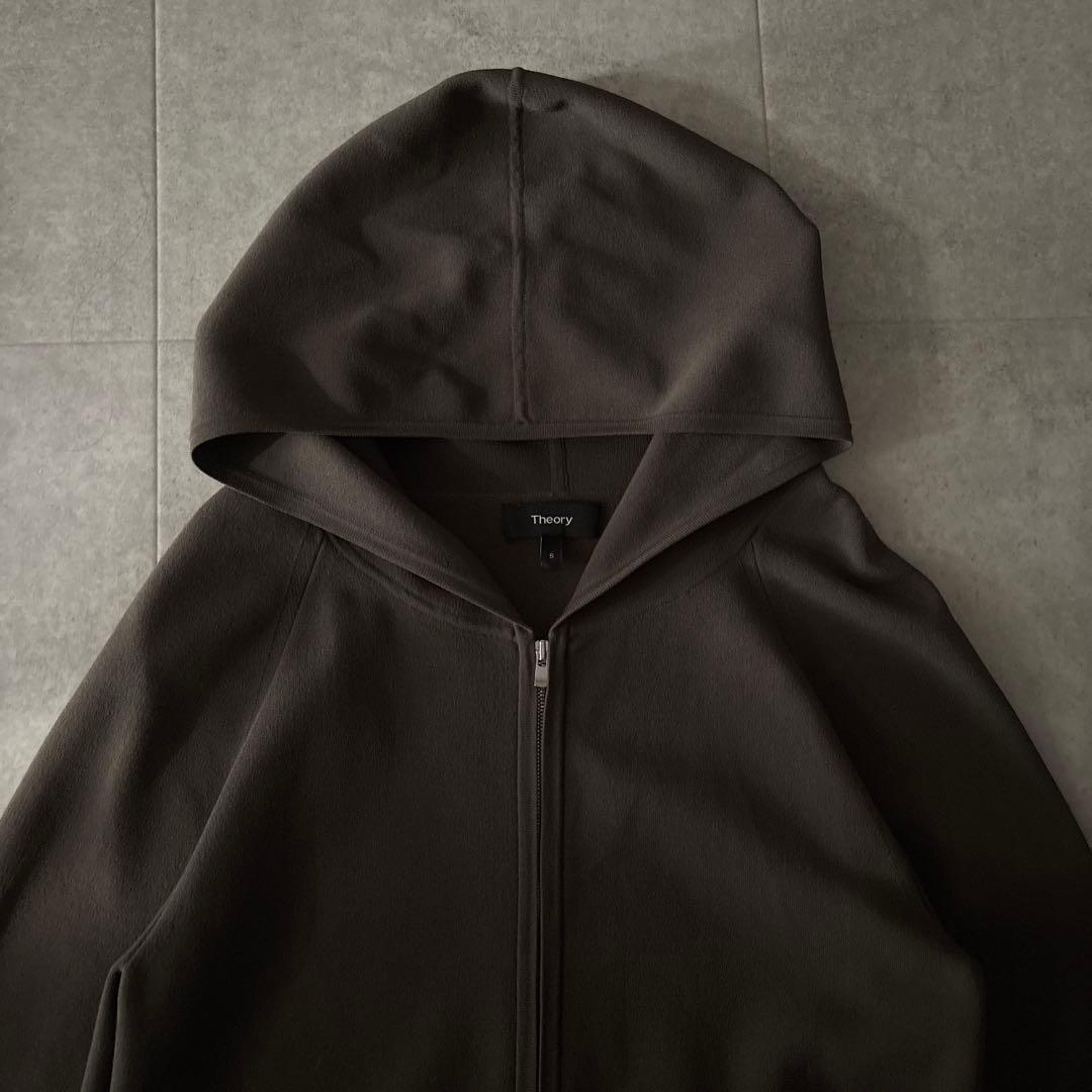 極美品✨️セオリー クレープニットパーカー ジップアップ フーディ S カーキ