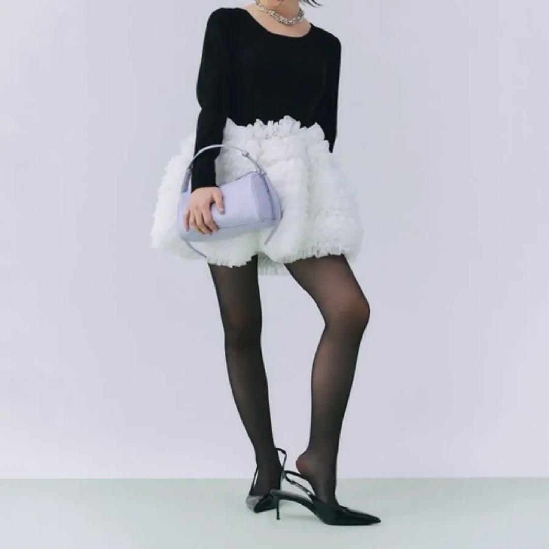 【美品】eimy istoire ボリュームチュールフリルニットワンピース