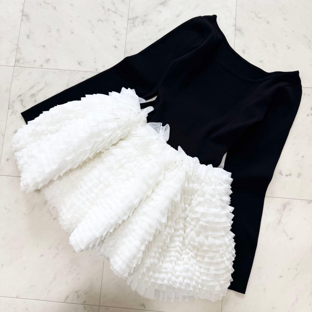 【美品】eimy istoire ボリュームチュールフリルニットワンピース