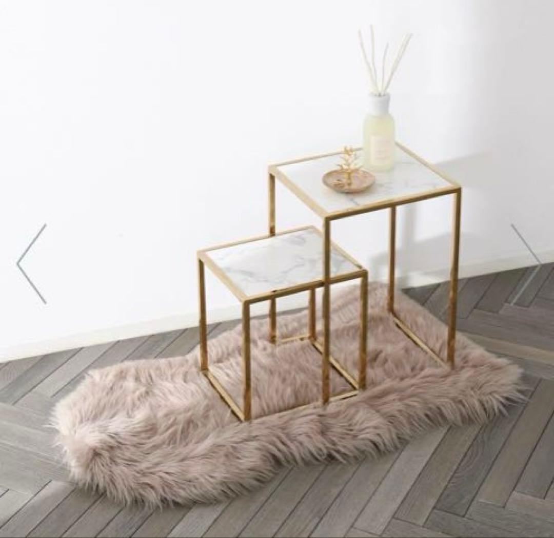 Francfranc レーヌ ネストテーブル S マーブル×ゴールド