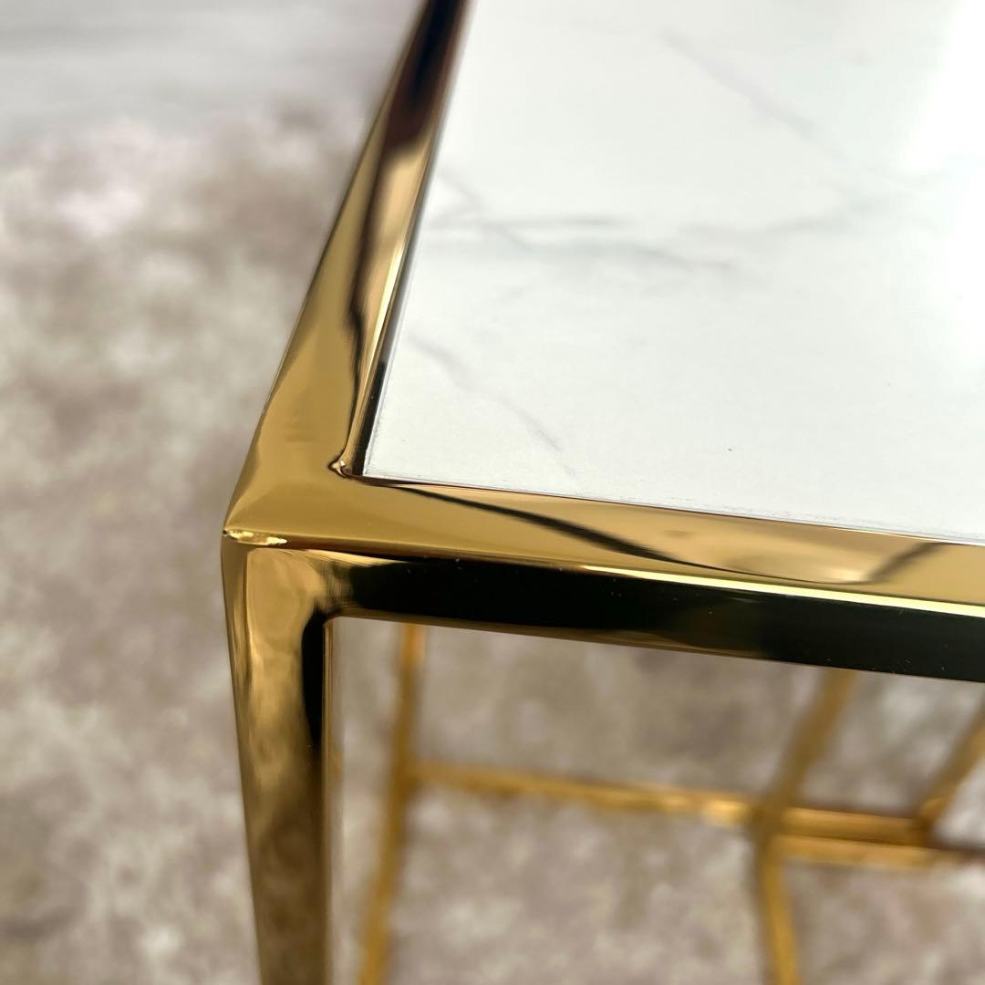 Francfranc レーヌ ネストテーブル S マーブル×ゴールド