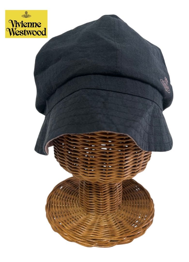 【新品未使用】タグ付き ヴィヴィアンウエストウッド 麻 キャスケット 帽子 黒