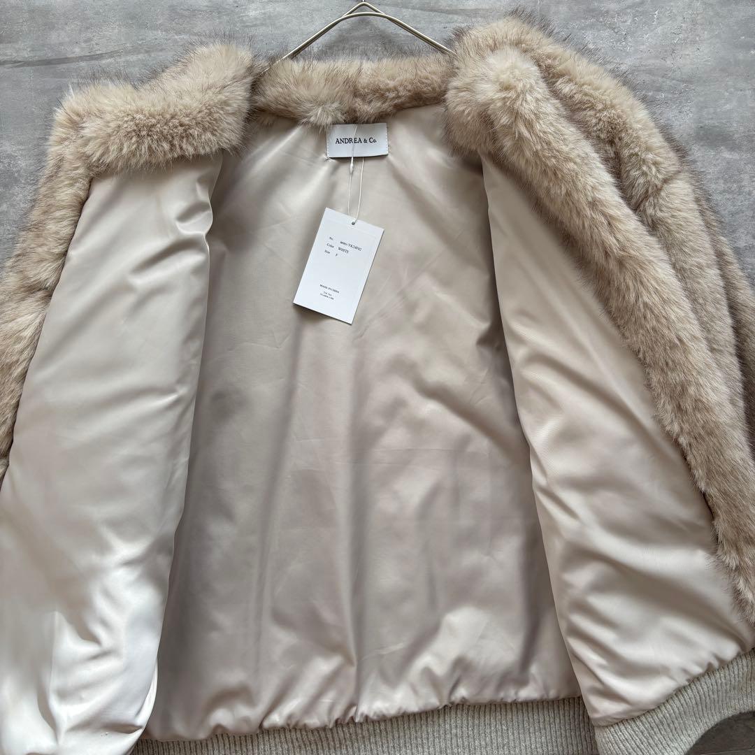 【新品タグ付き】ANDREA&Co. 毛皮　ファーコート　ホワイト　FREE