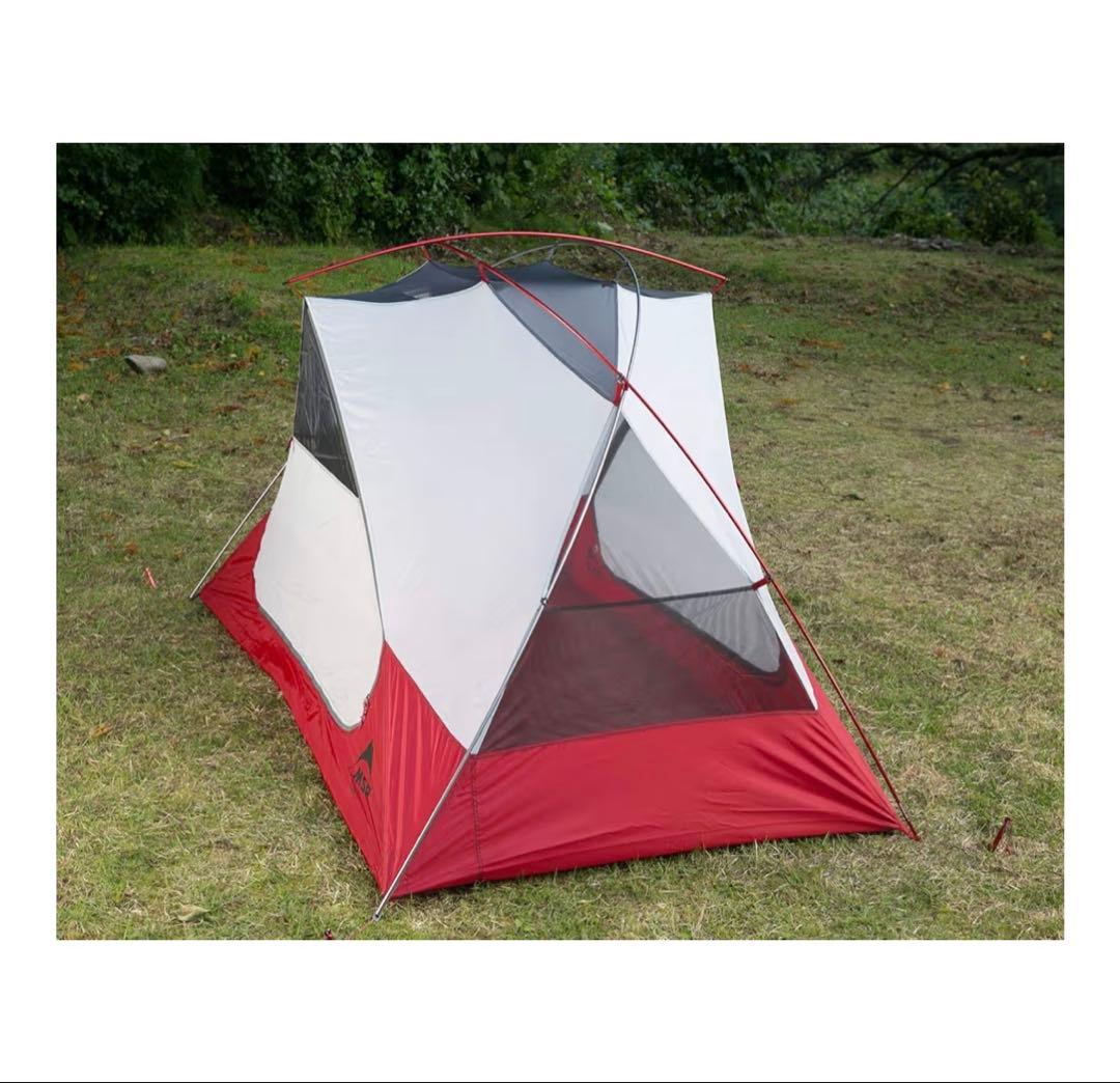 MSR エリクサー2ドーム型キャンプテント ホワイト/レッド