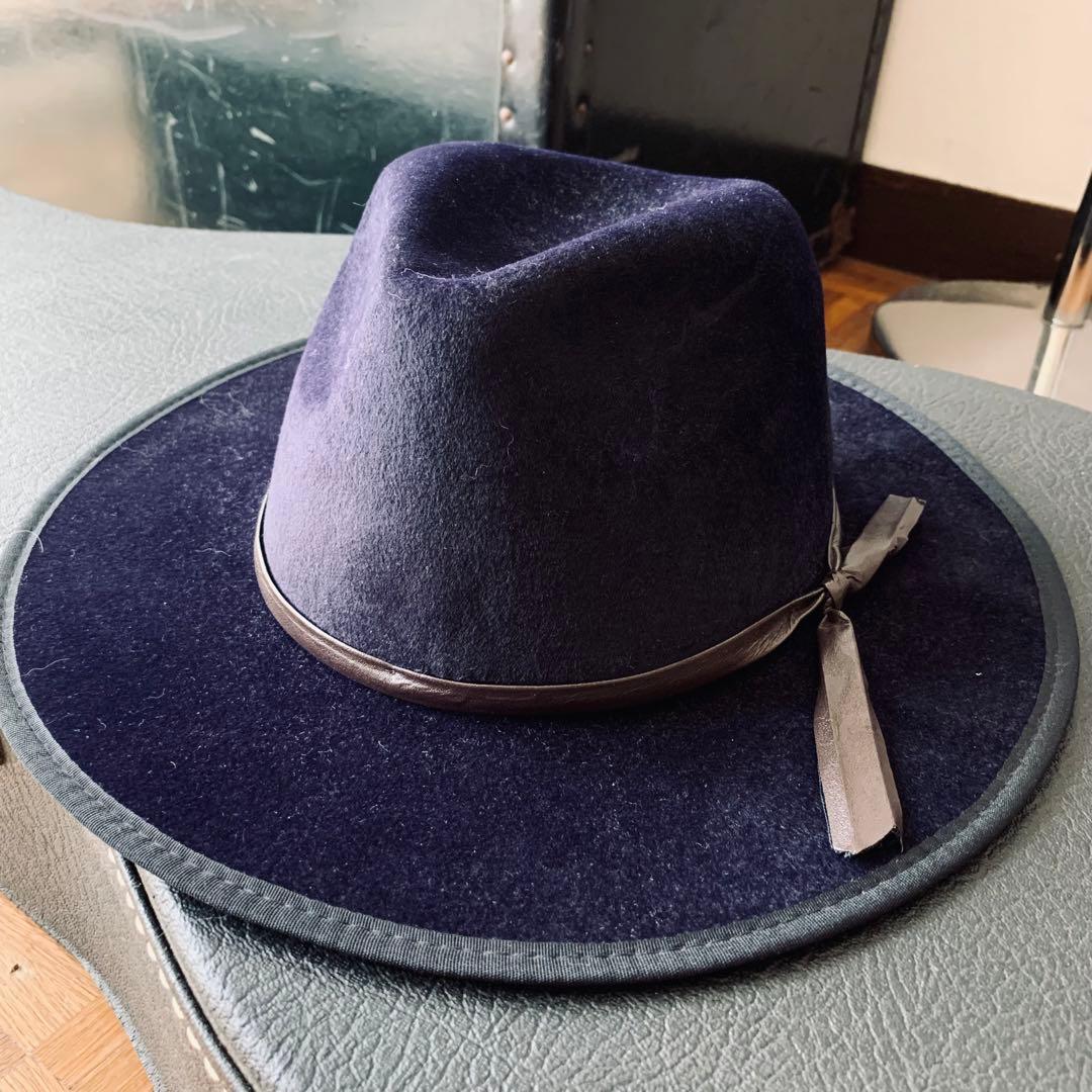 希少カラー ロイヤルネイビーブルー ヴィンテージ ロングプリム ハット HAT