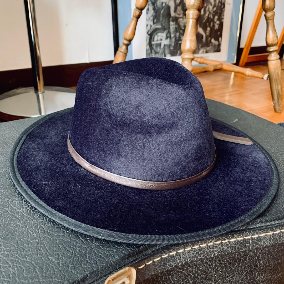 希少カラー ロイヤルネイビーブルー ヴィンテージ ロングプリム ハット HAT