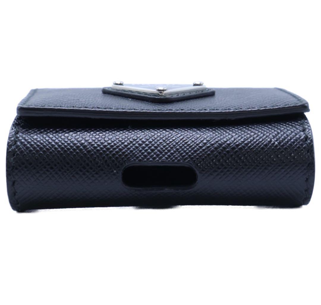 PRADA プラダ サフィアーノレザー Air Podsケース キーリング　黒