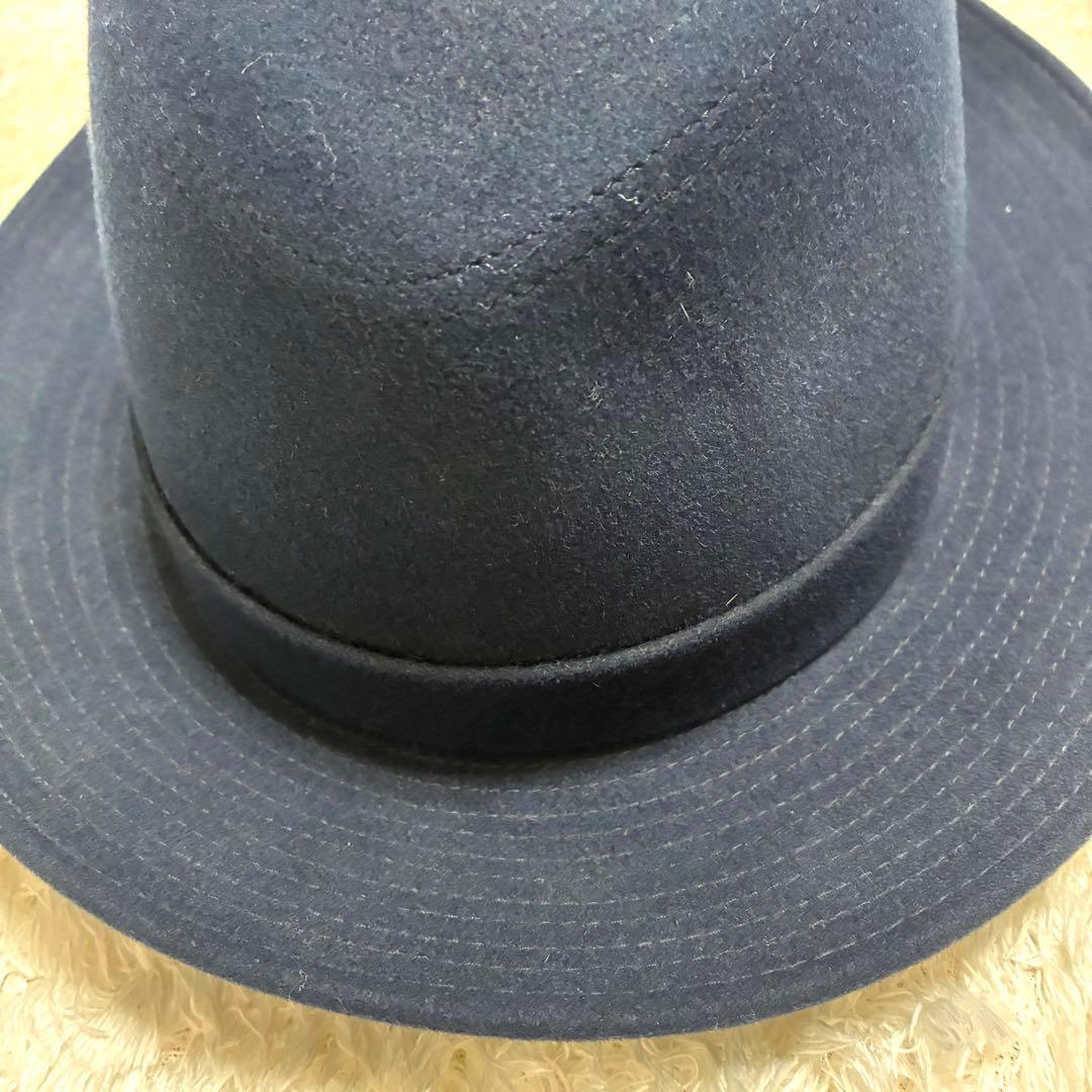 ★人気★エルメス　ネイビー ウール　フェルトハット リボン付き　サイズ57
