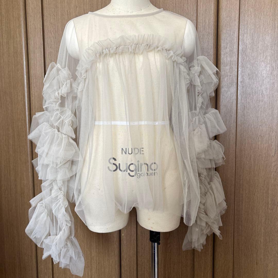 andresd decorative tulle tops ベージュ