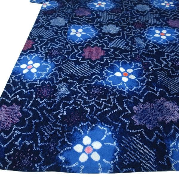 浴衣 有松鳴海絞り 夏物 夏 木綿 手縫い仕立て 裄63 Ｍ 中古 sn1449