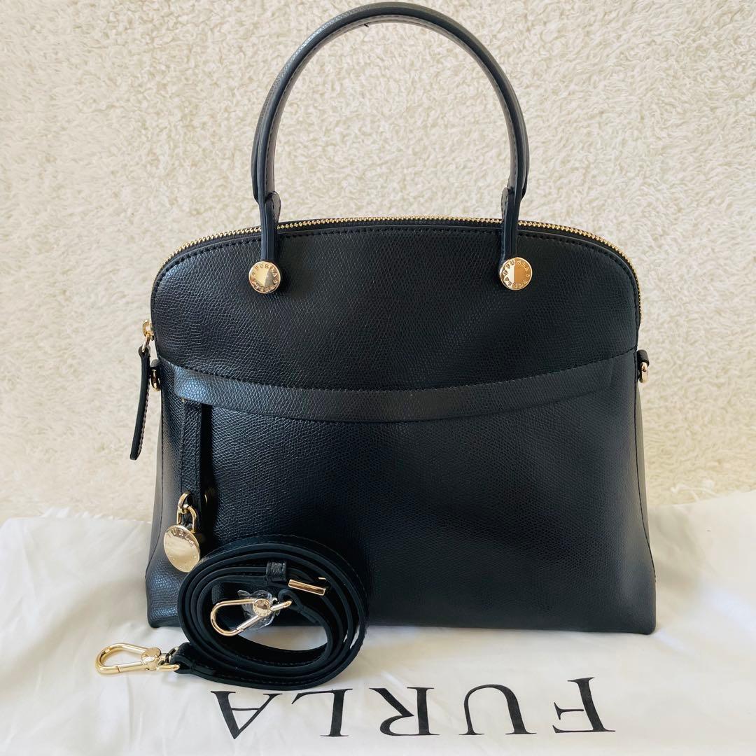 【未使用】FURLA パイパー M ハンドバッグ ショルダーバッグ 2way 黒