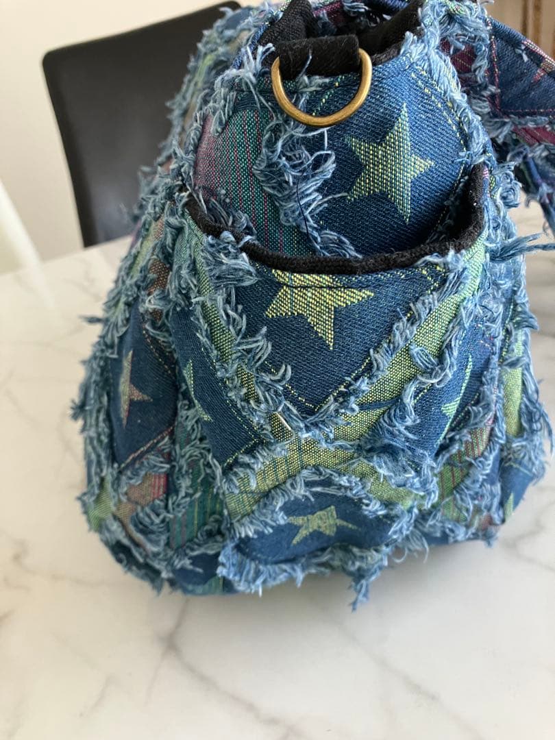 868 まゆ　大きめデニムリメイクバック　ハンドメイド 2点