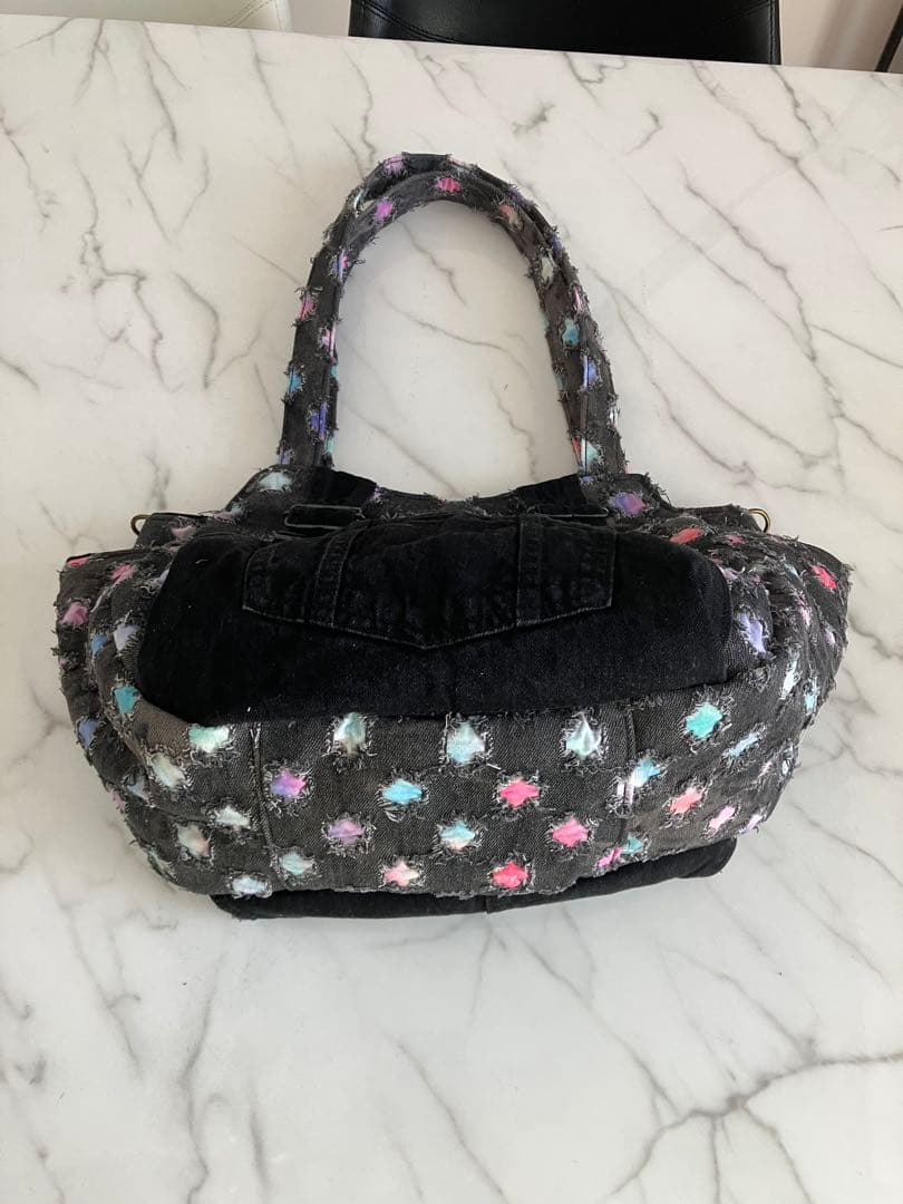 868 まゆ　大きめデニムリメイクバック　ハンドメイド 2点